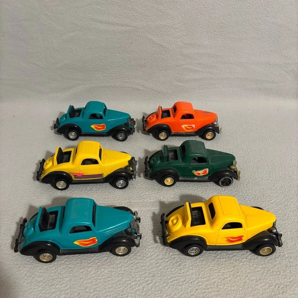 Lot of 6 Vtg. Strombecker 1936 Ford Coupe Plastic Toy Cars made in USA